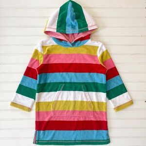 MINI BODEN EUC/LN Rainbow Striped Hooded Terrycloth Swim Coverup